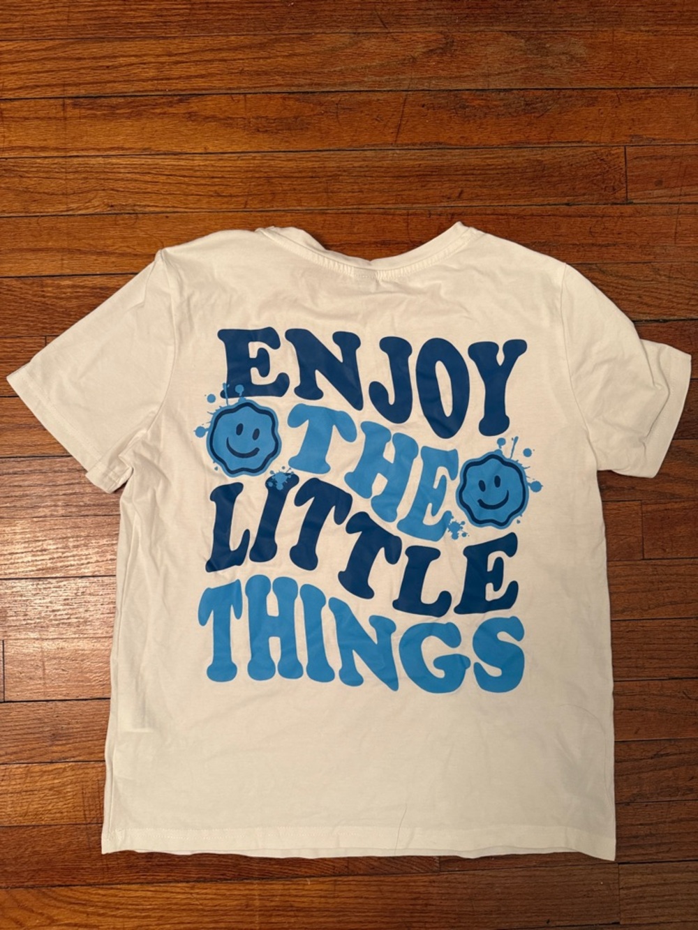 Enjoy The Little Things Graphic Tee - White & Blue